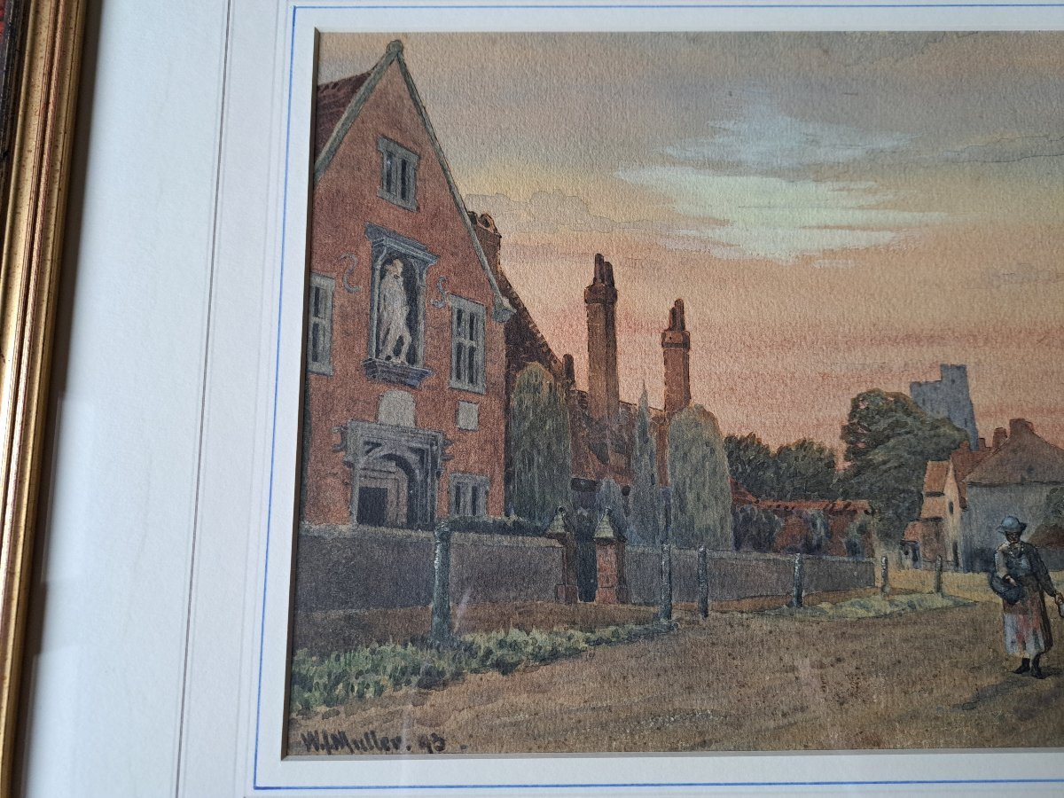 Wjmuller, The Armshouse, Bray, Watercolor, 19th Century. -photo-4