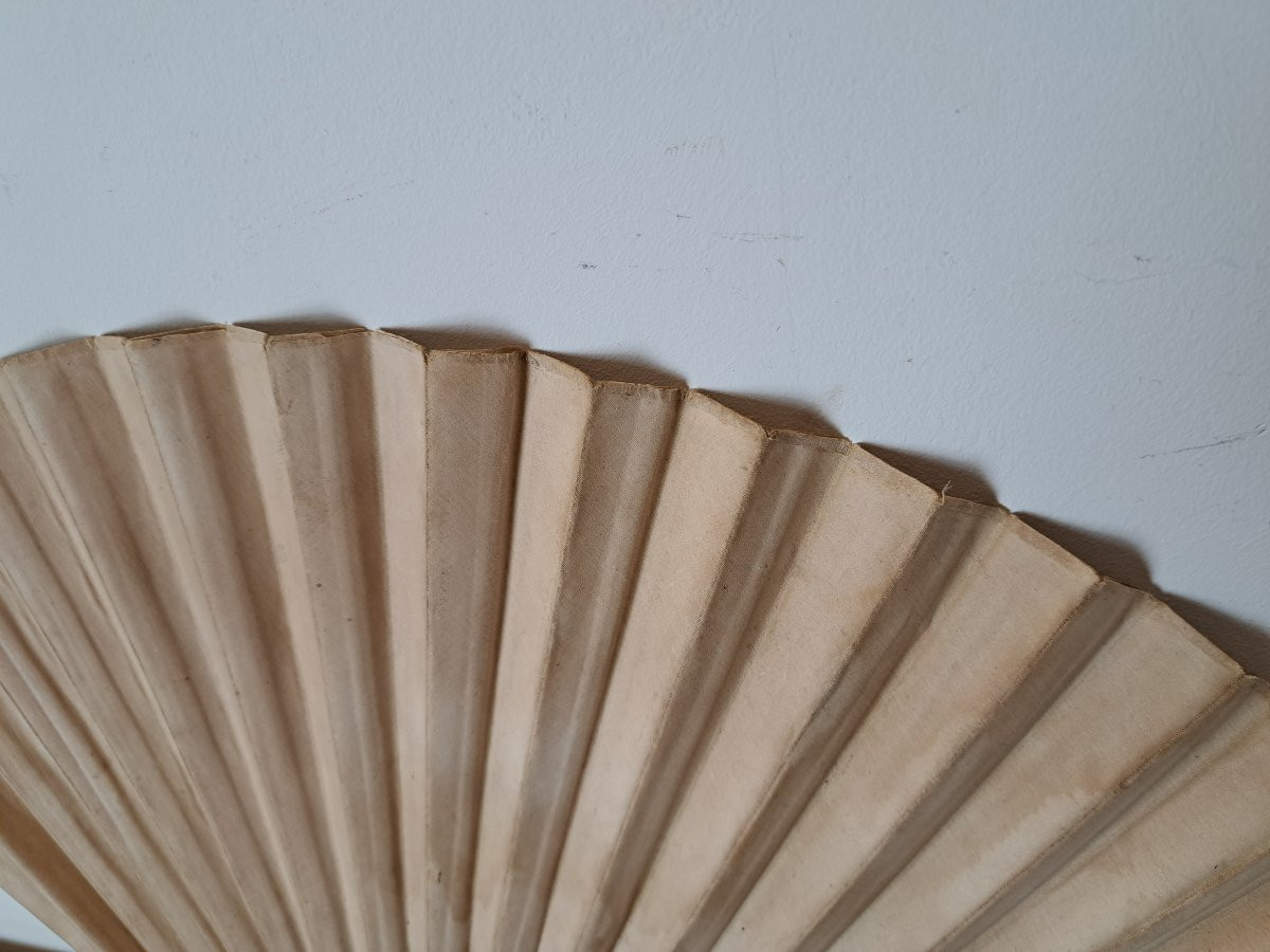 Chine , Eventail peint , XIX°. -photo-6