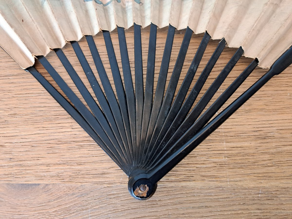 Chine , Eventail peint , XIX°. -photo-8