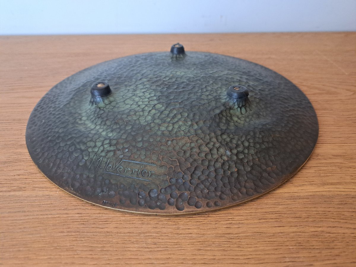 Max Le Verrier, Large Cup With Dolphins, Bronze, 20th Century. -photo-2