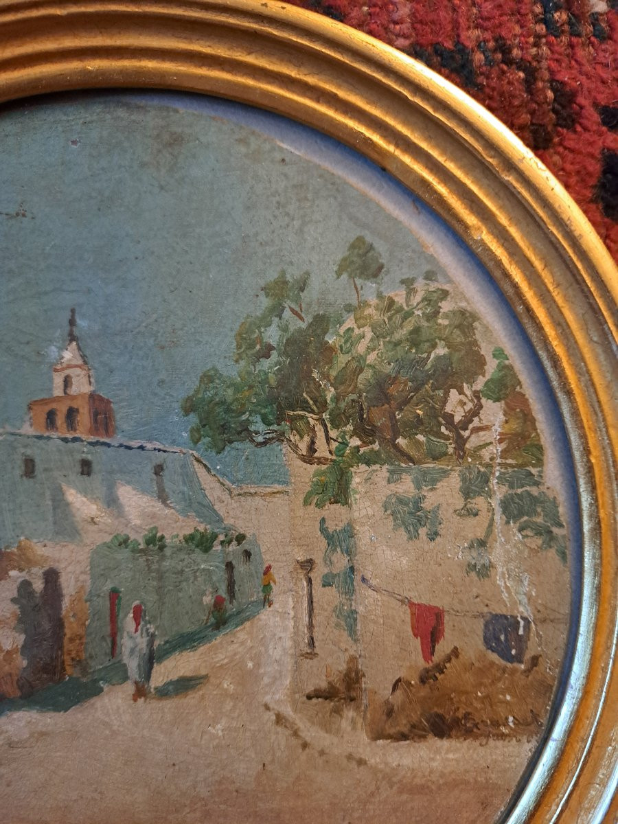 E.Grasset , Scène de rue orientale , Huile sur toile , Fin XIX°/Début XX°. -photo-2