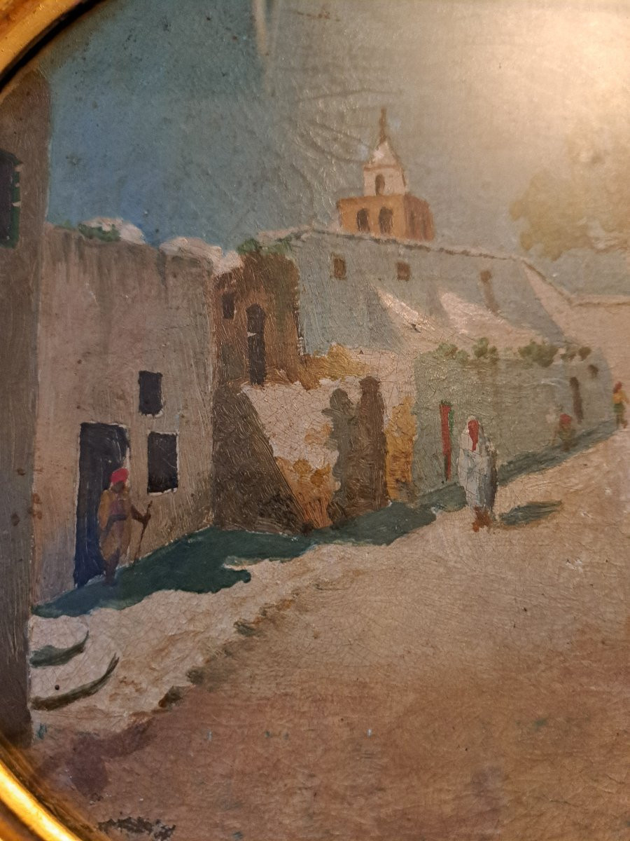 E.Grasset , Scène de rue orientale , Huile sur toile , Fin XIX°/Début XX°. -photo-1