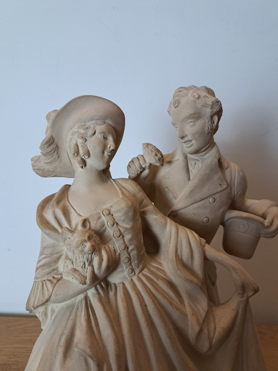 Armand Godard , Couple d'amoureux , Groupe en terre cuite , XX°. -photo-2