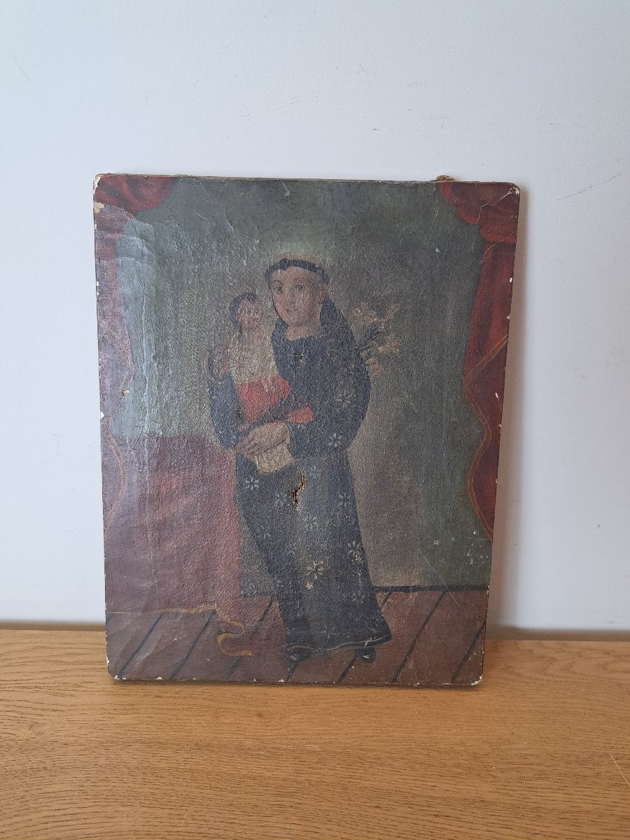 Saint Anthony Of Padua, Oil On Canvas, Late 18th/early 19th Century. -photo-3