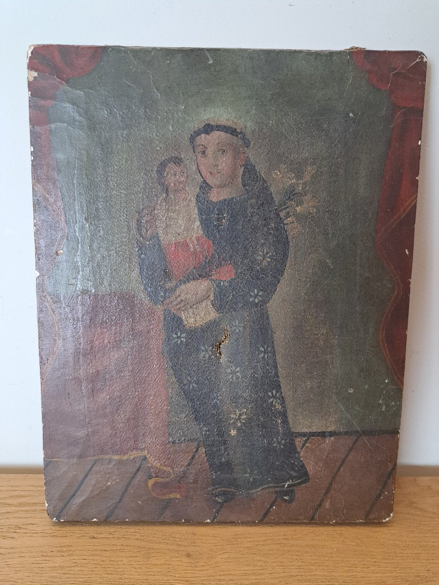 Saint Anthony Of Padua, Oil On Canvas, Late 18th/early 19th Century. -photo-4