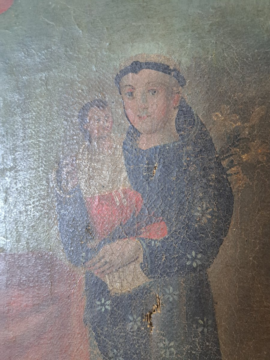 Saint Anthony Of Padua, Oil On Canvas, Late 18th/early 19th Century. -photo-2