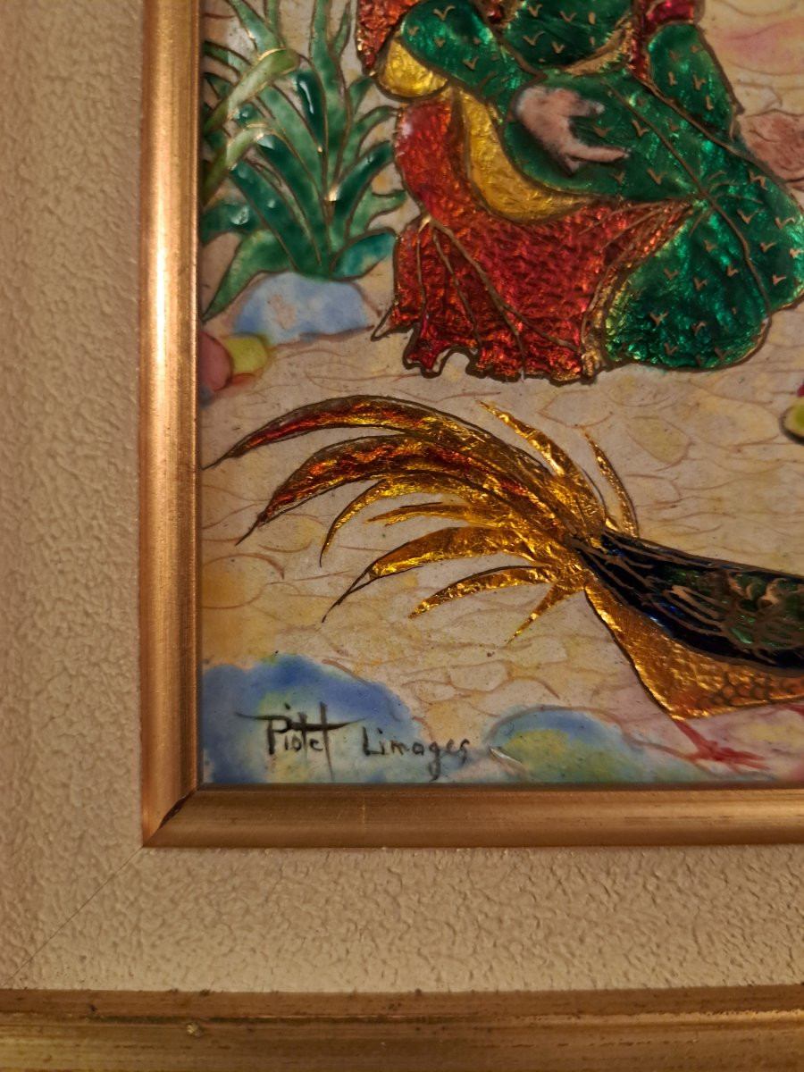 Marthe Piotet, Oriental Scene, Limoges Enamel, 20th Century. -photo-1