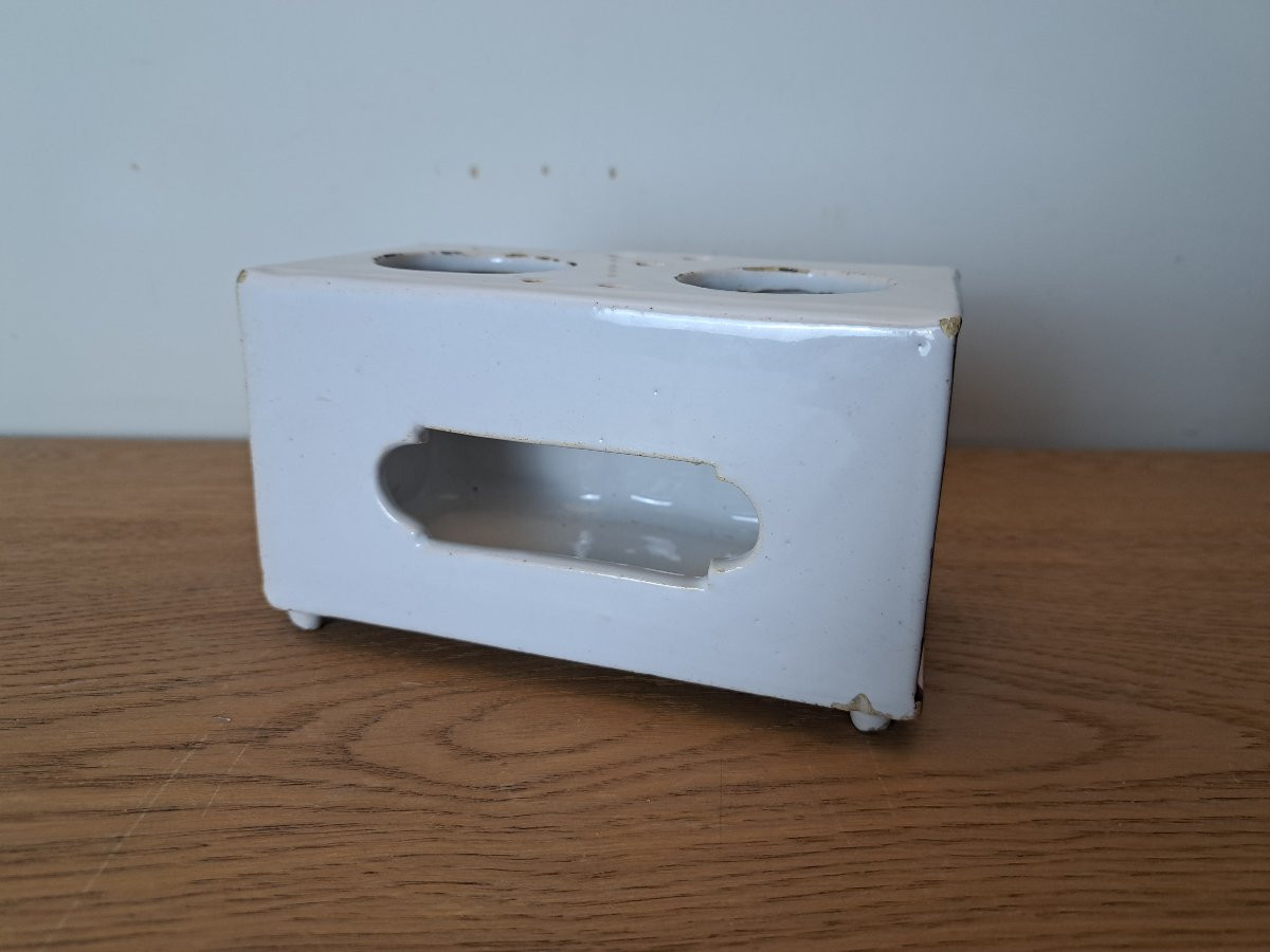 Encrier formant commode , Faïence , signée , XVIII°. -photo-3