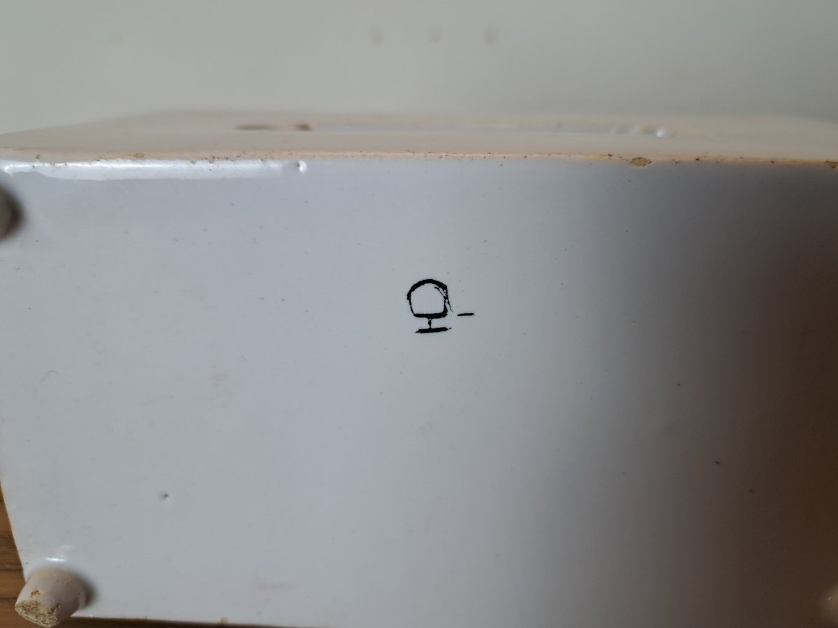 Encrier formant commode , Faïence , signée , XVIII°. -photo-4