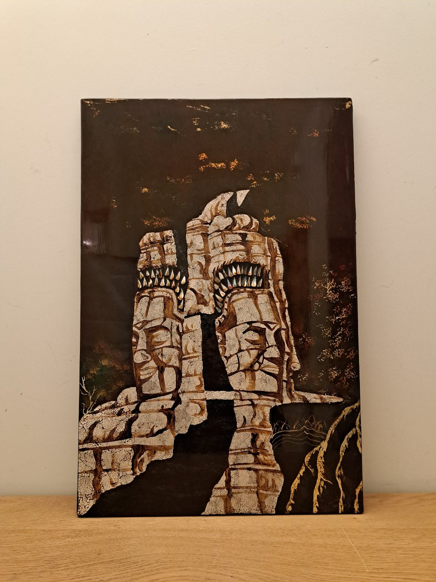 Thanh Lap , Angkor Vat , Panneau de laque , XX°. -photo-2