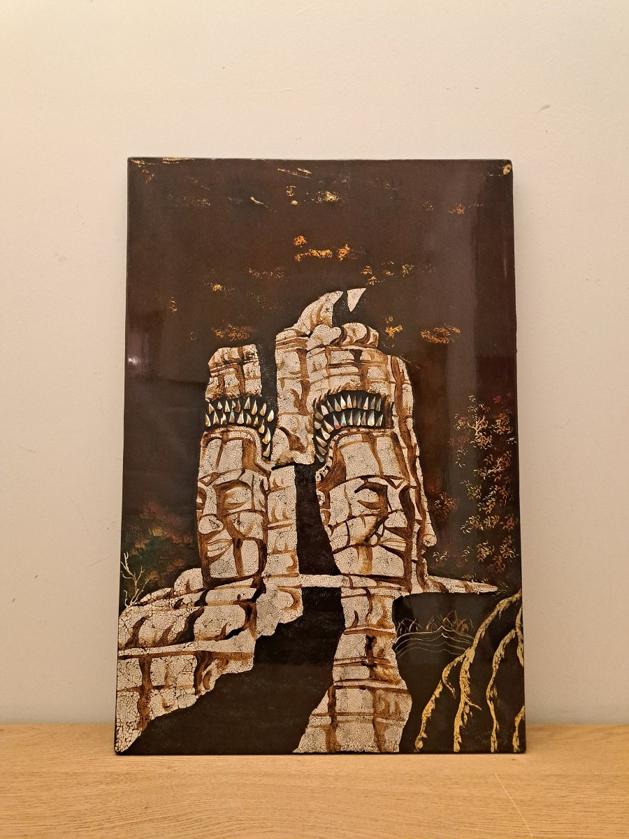 Thanh Lap , Angkor Vat , Panneau de laque , XX°. -photo-3