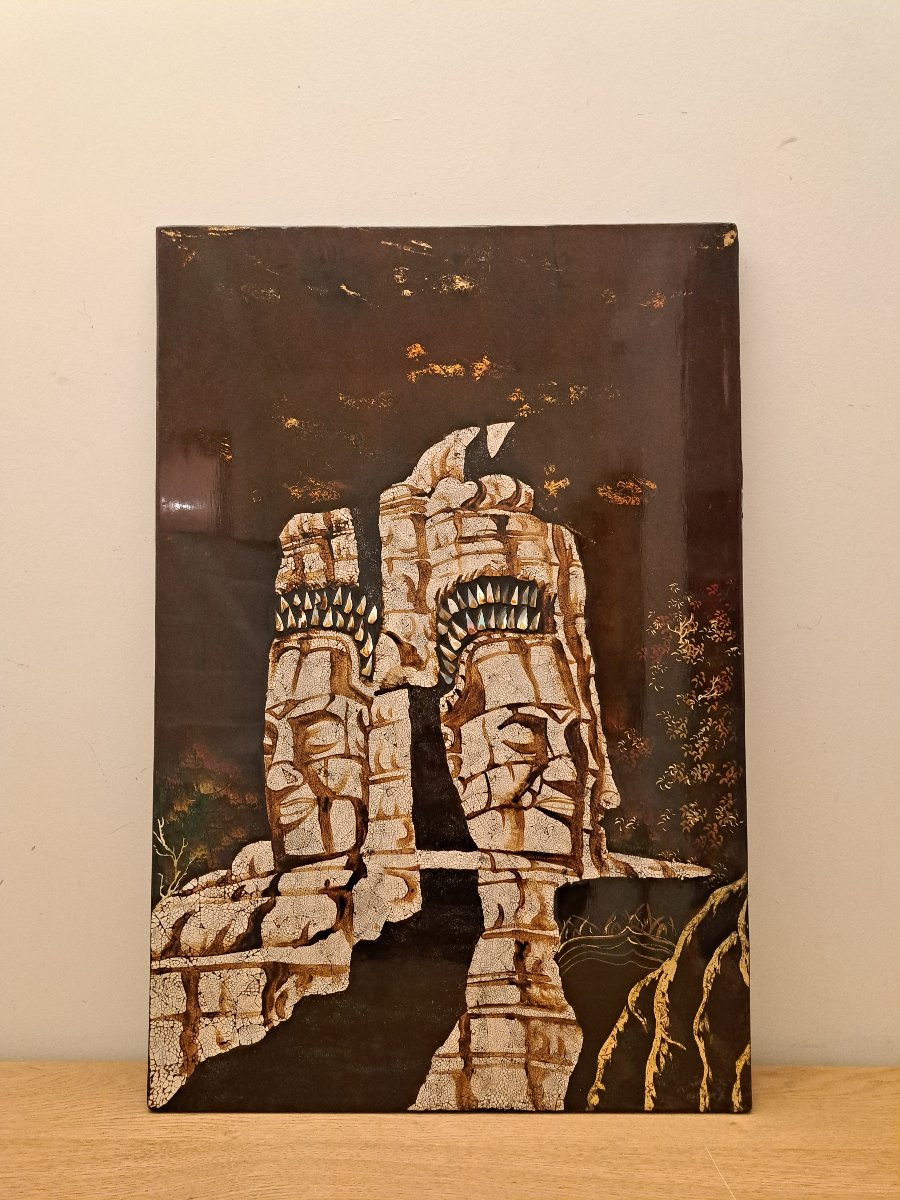 Thanh Lap , Angkor Vat , Panneau de laque , XX°. -photo-4