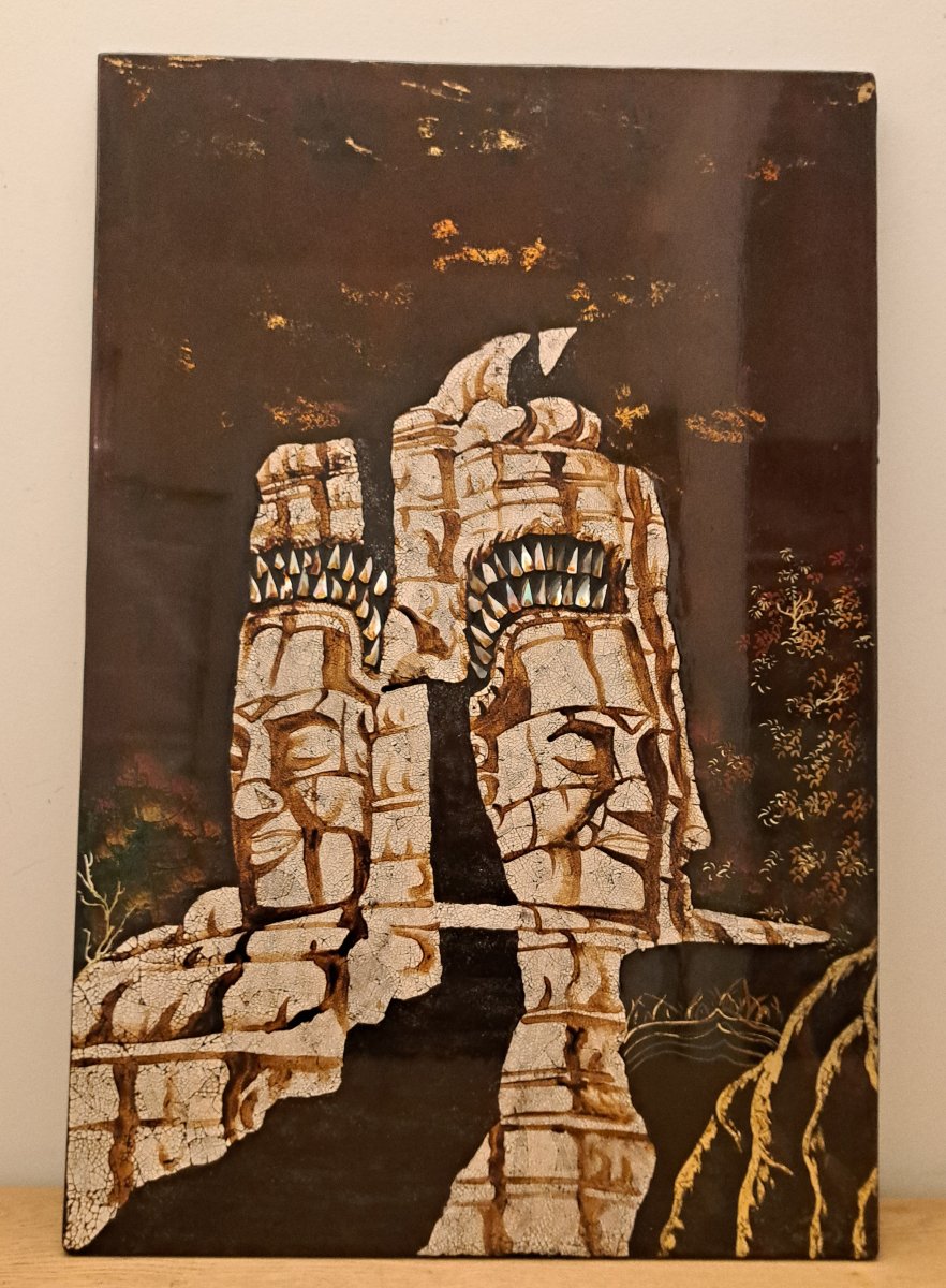 Thanh Lap , Angkor Vat , Panneau de laque , XX°. -photo-1