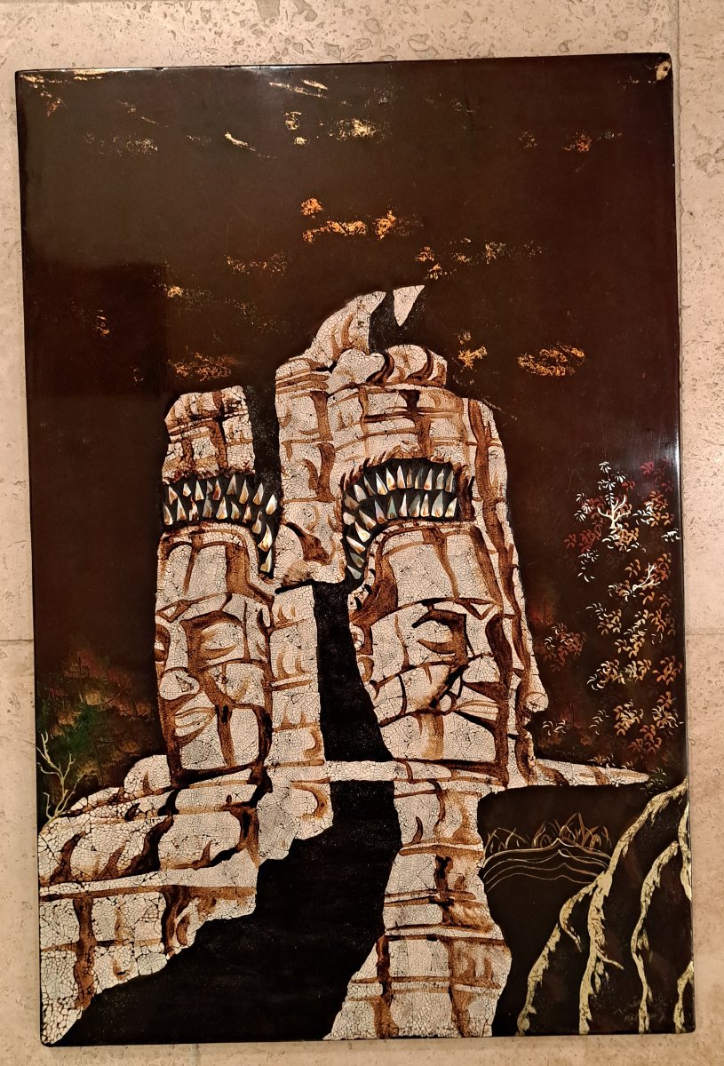 Thanh Lap , Angkor Vat , Panneau de laque , XX°. -photo-2