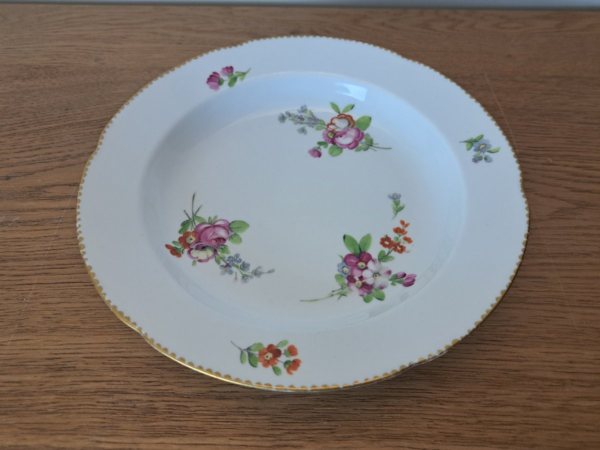 Locré , Porcelaine de Paris , Assiette creuse , Fleurs , Fin XVIII°. -photo-6
