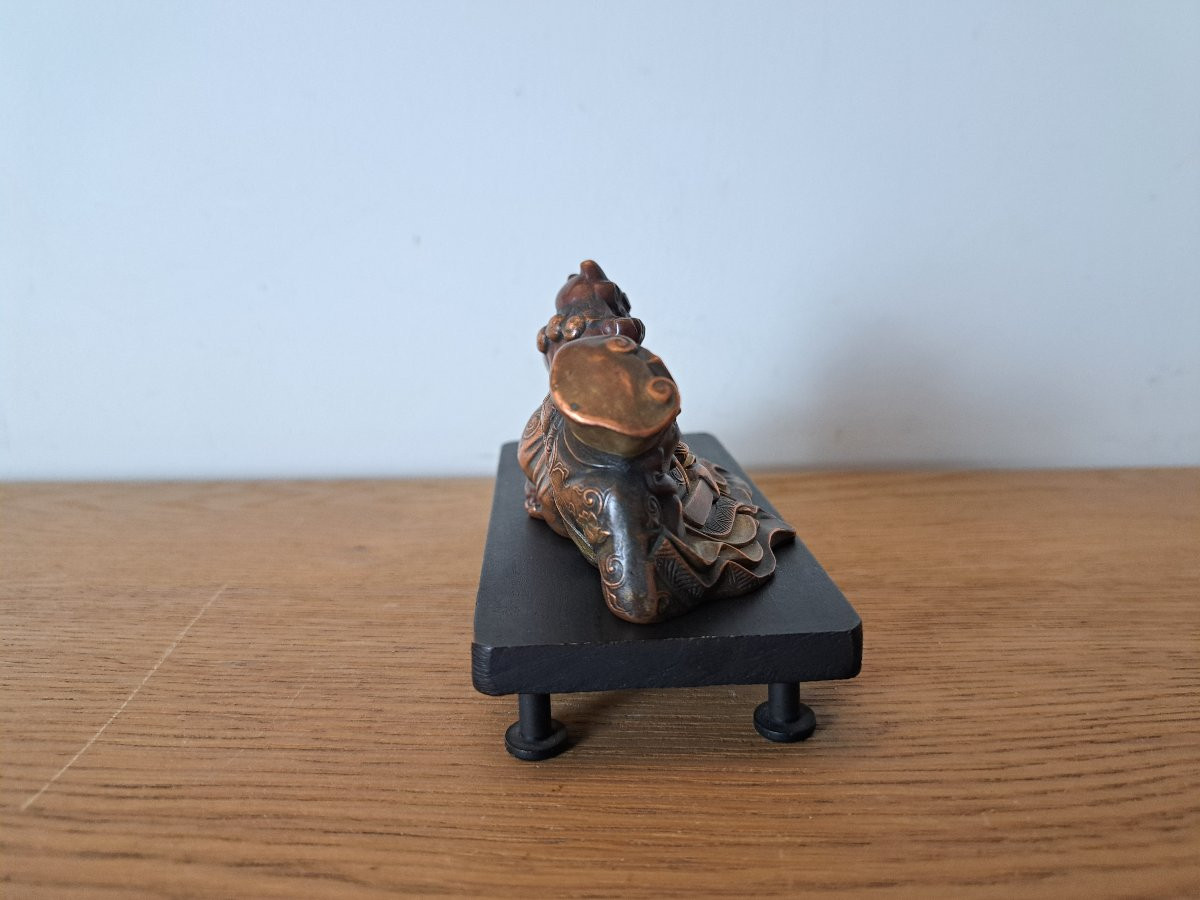 Japon , Enma-o et Oni , Bronze patiné , Fin XIX°/Début XX°. -photo-2