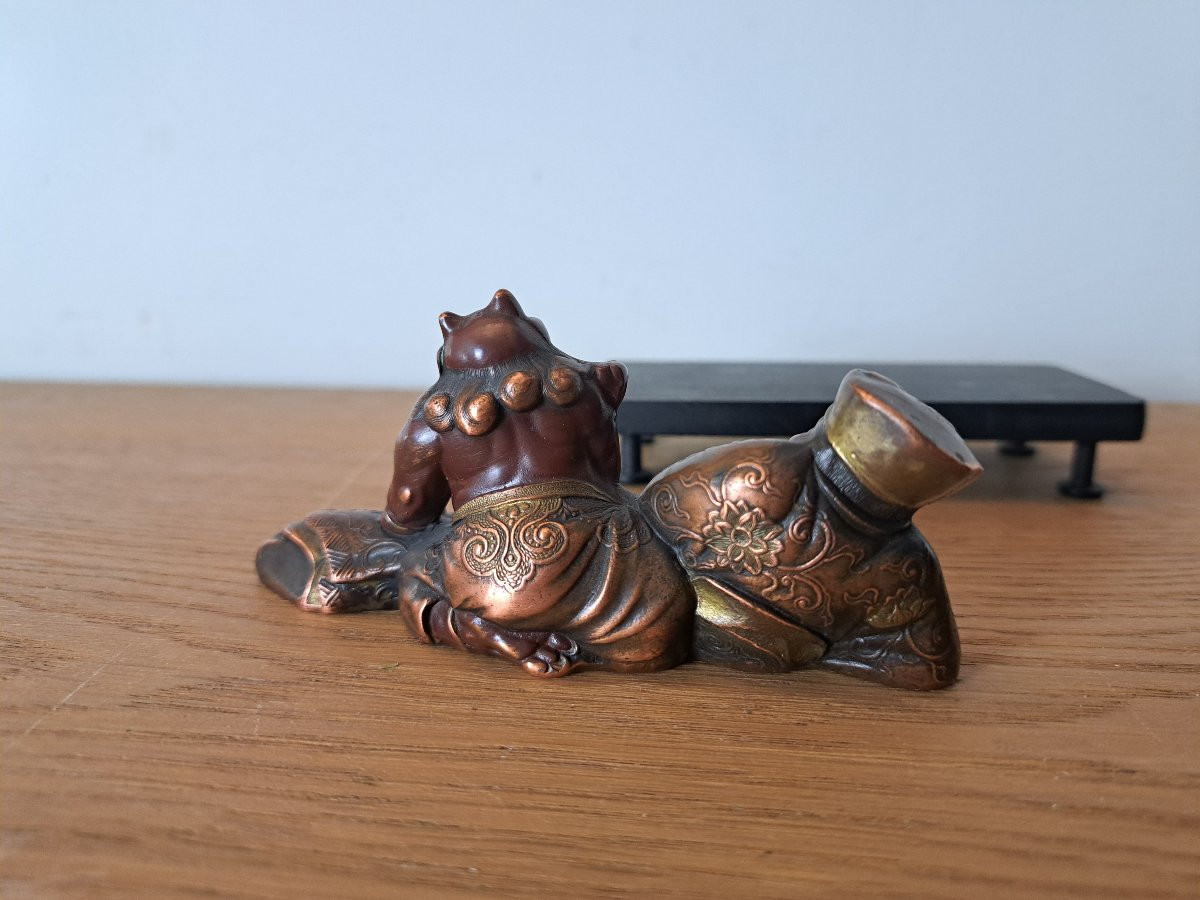 Japon , Enma-o et Oni , Bronze patiné , Fin XIX°/Début XX°. -photo-4