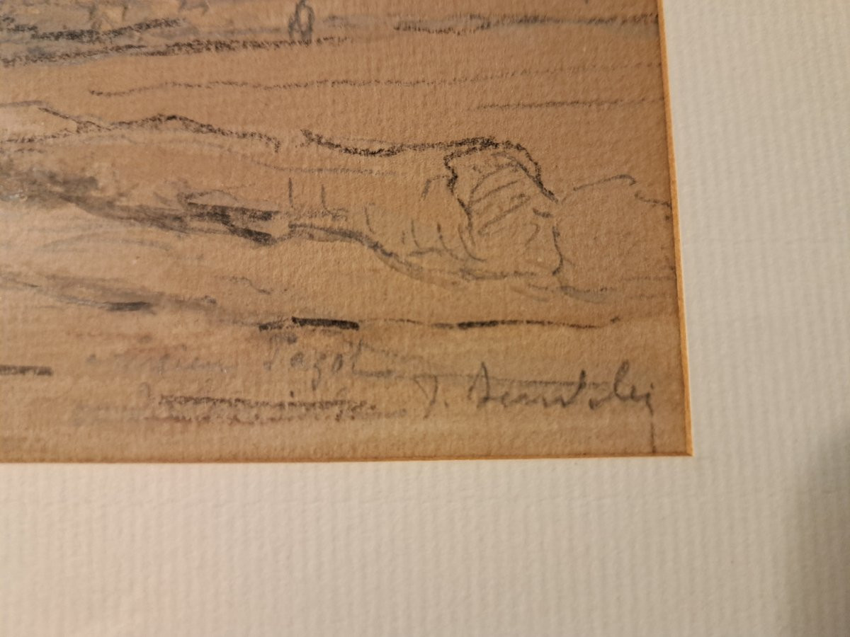 Vue de village , Dessin XIX°. -photo-7