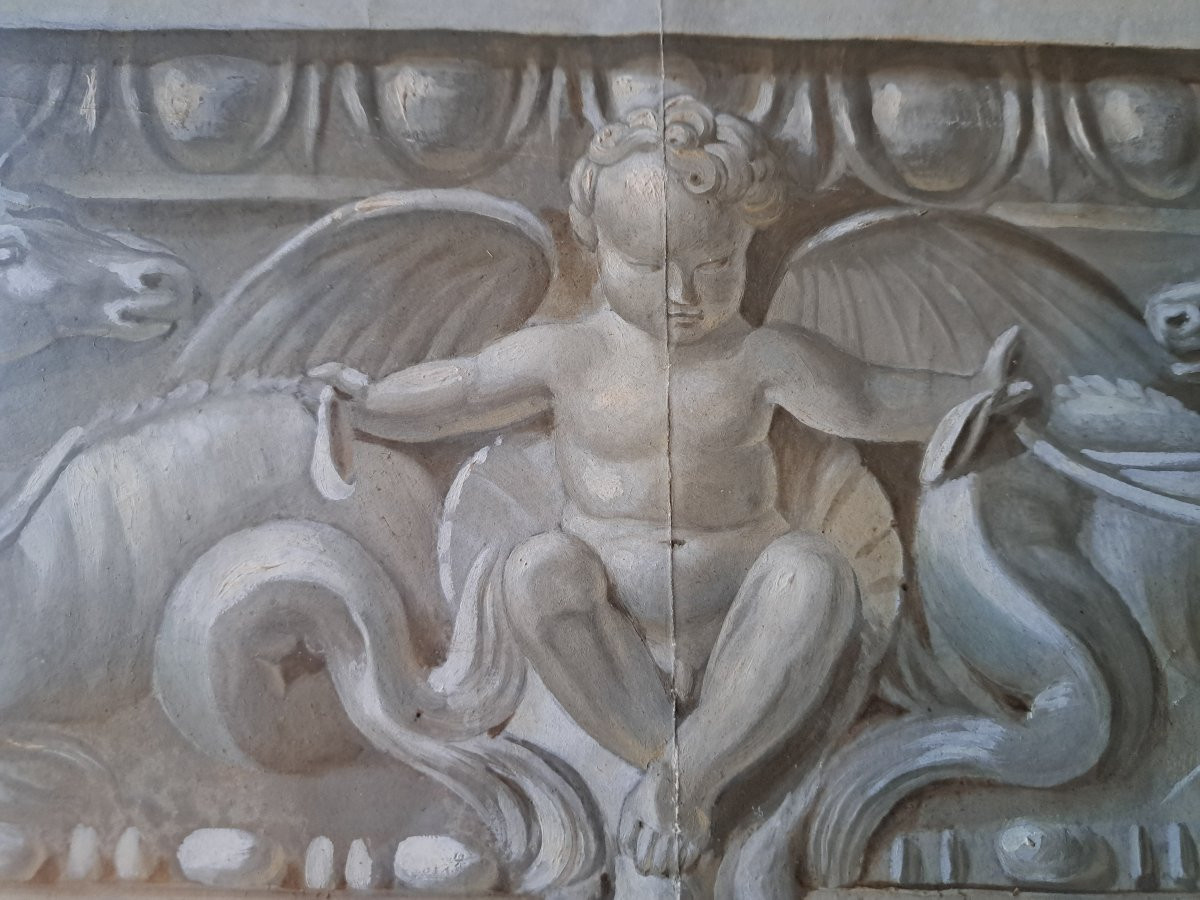 Neo-greek Frieze, Gouache, 19th Century. -photo-4