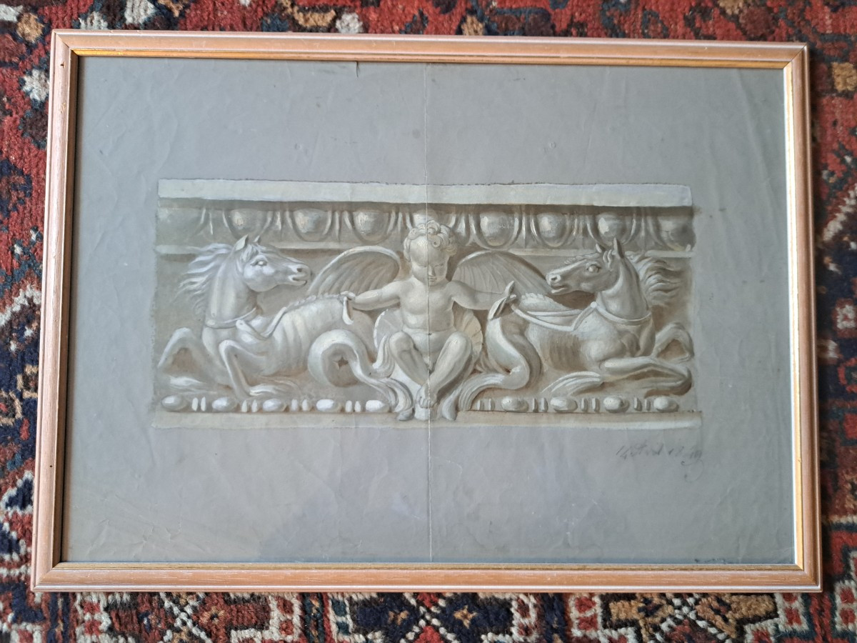 Neo-greek Frieze, Gouache, 19th Century. 