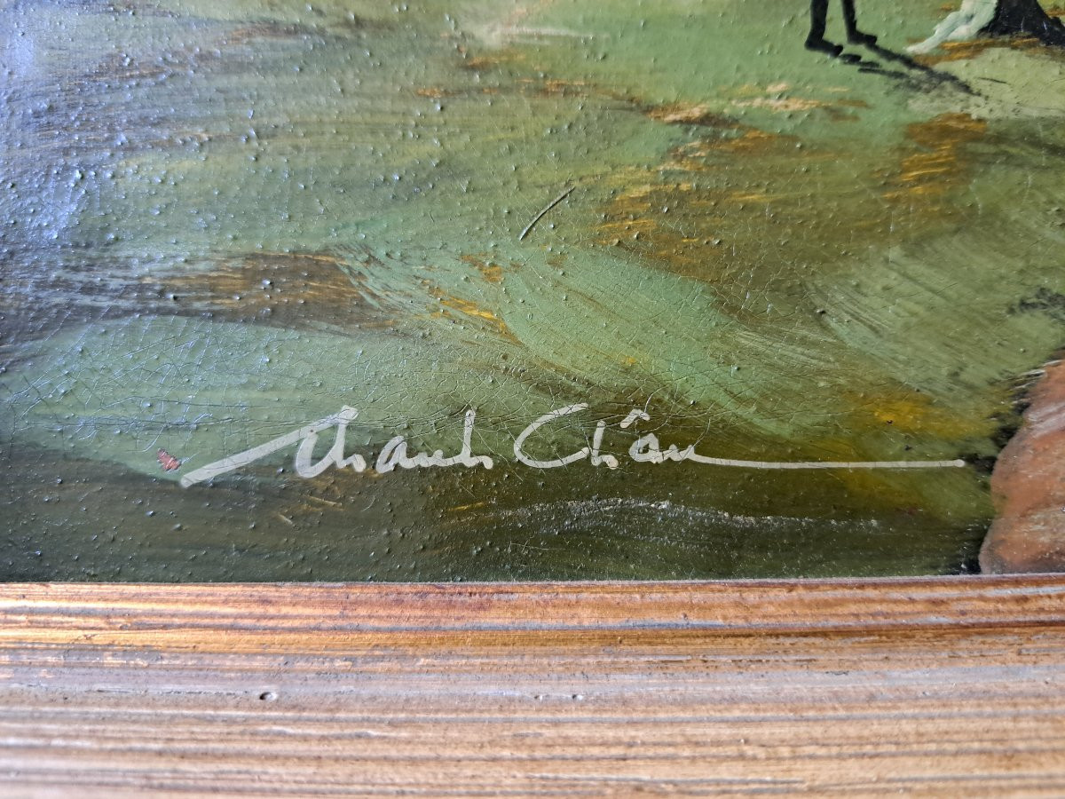 Thanh Châu, Vietnamese Landscape, Oil On Canvas, 20th Century. -photo-3