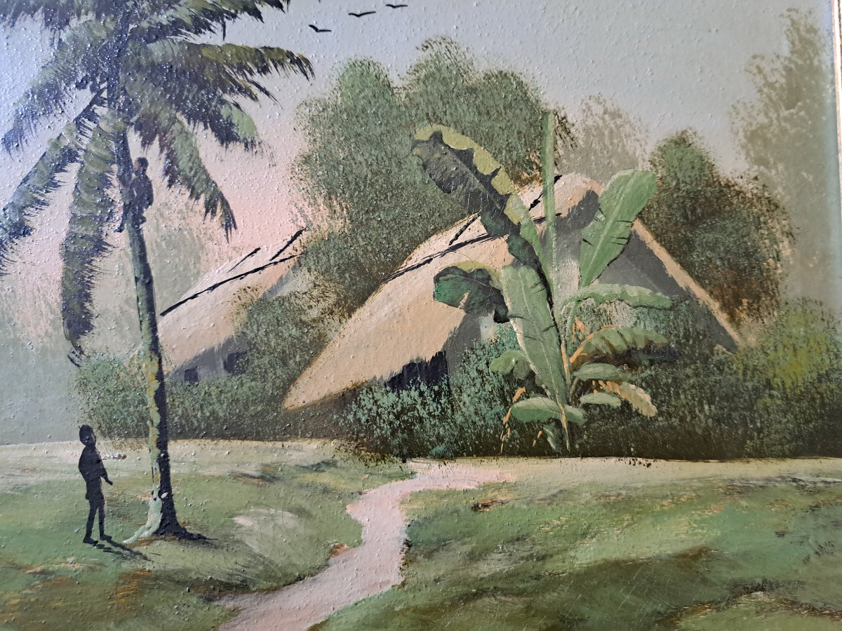 Thanh Châu, Vietnamese Landscape, Oil On Canvas, 20th Century. -photo-4