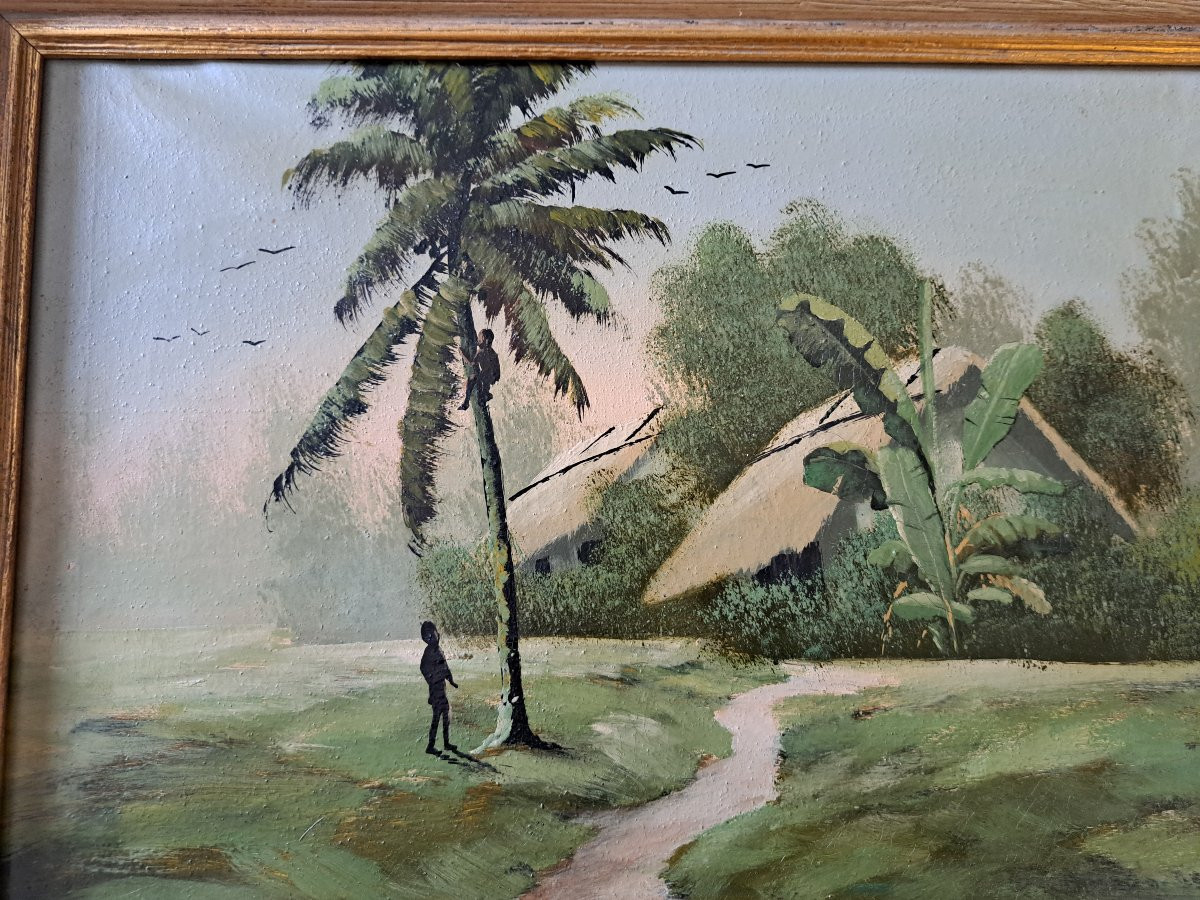 Thanh Châu, Vietnamese Landscape, Oil On Canvas, 20th Century. -photo-1