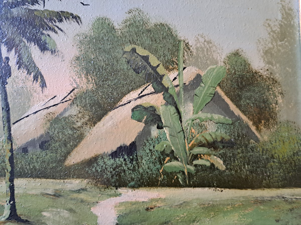 Thanh Châu, Vietnamese Landscape, Oil On Canvas, 20th Century. -photo-3