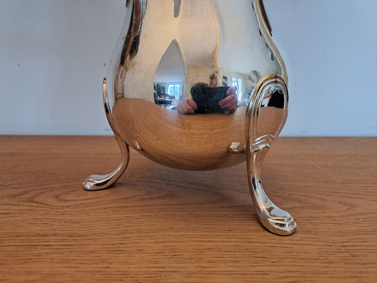 Large Chocolate Pot, Silver-plated Metal, 18th Century. -photo-4