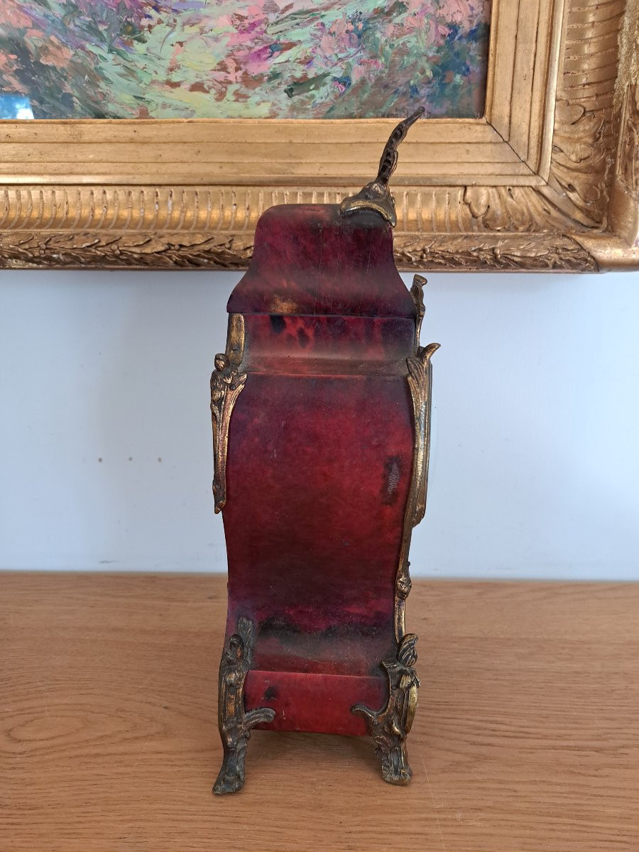 Adolphe Mougin , Cartel Rocaille , Ecaille rouge et bronze , XIX°. -photo-2