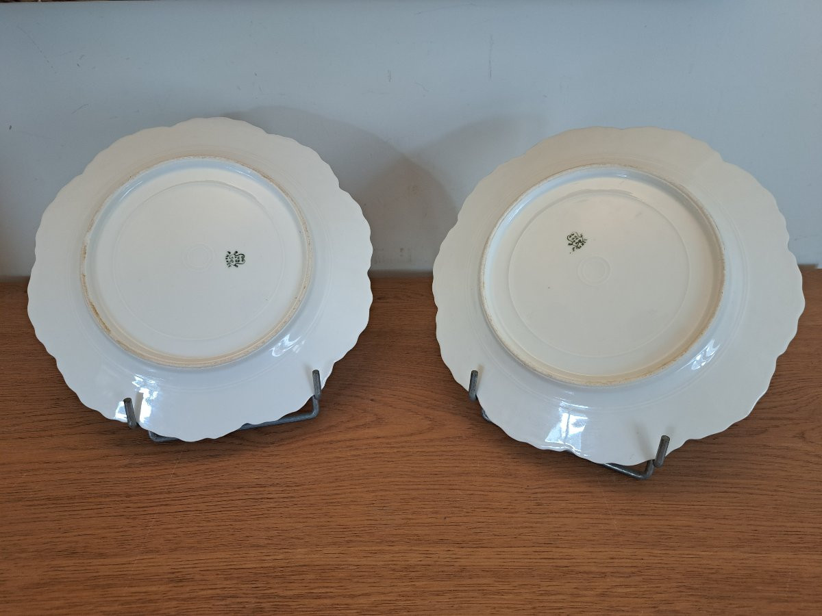William Guérin , Paire d'assiettes , Poissons , Limoges , Début XX°. -photo-2