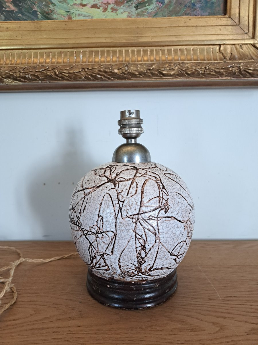 Art Deco Lamp, Ceramic, 20th Century. -photo-4