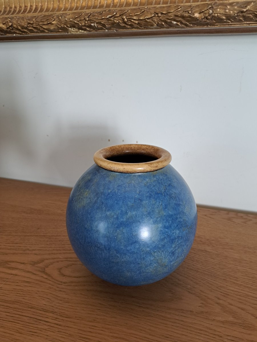 Louis Lourioux , Vase Rond , Grès de Foëcy , Art Déco , XX°. -photo-2