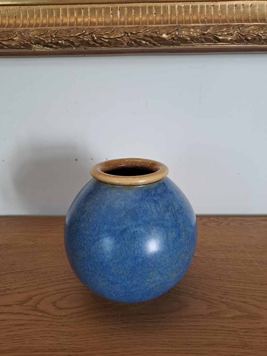 Louis Lourioux , Vase Rond , Grès de Foëcy , Art Déco , XX°. -photo-3