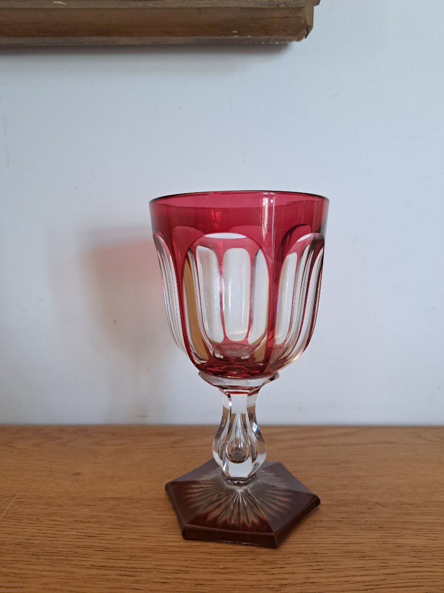 Wine Glass, Crystal Overlay, 19th Century. -photo-3