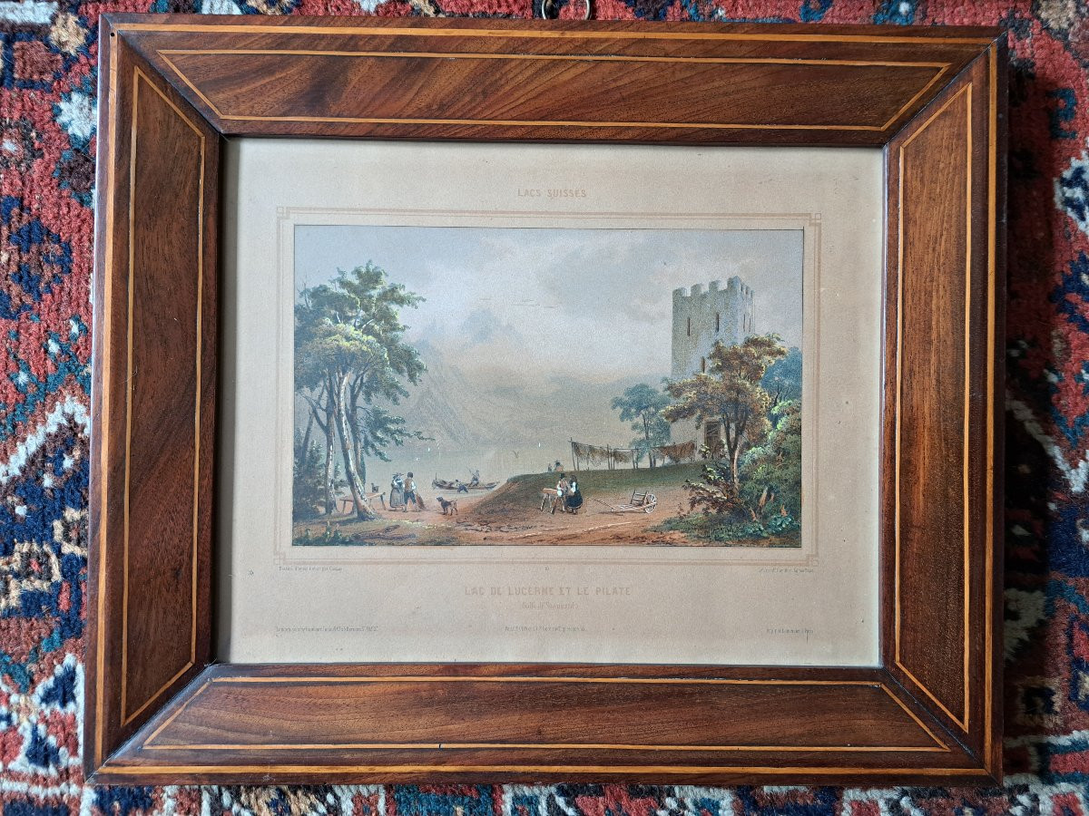 Paire de cadres , Placage d'acajou , Sycomore , XIX°. -photo-2