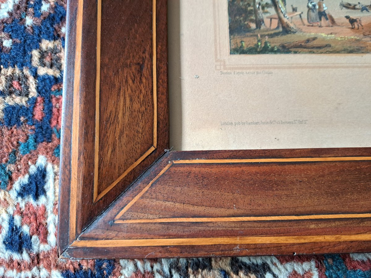 Paire de cadres , Placage d'acajou , Sycomore , XIX°. -photo-1