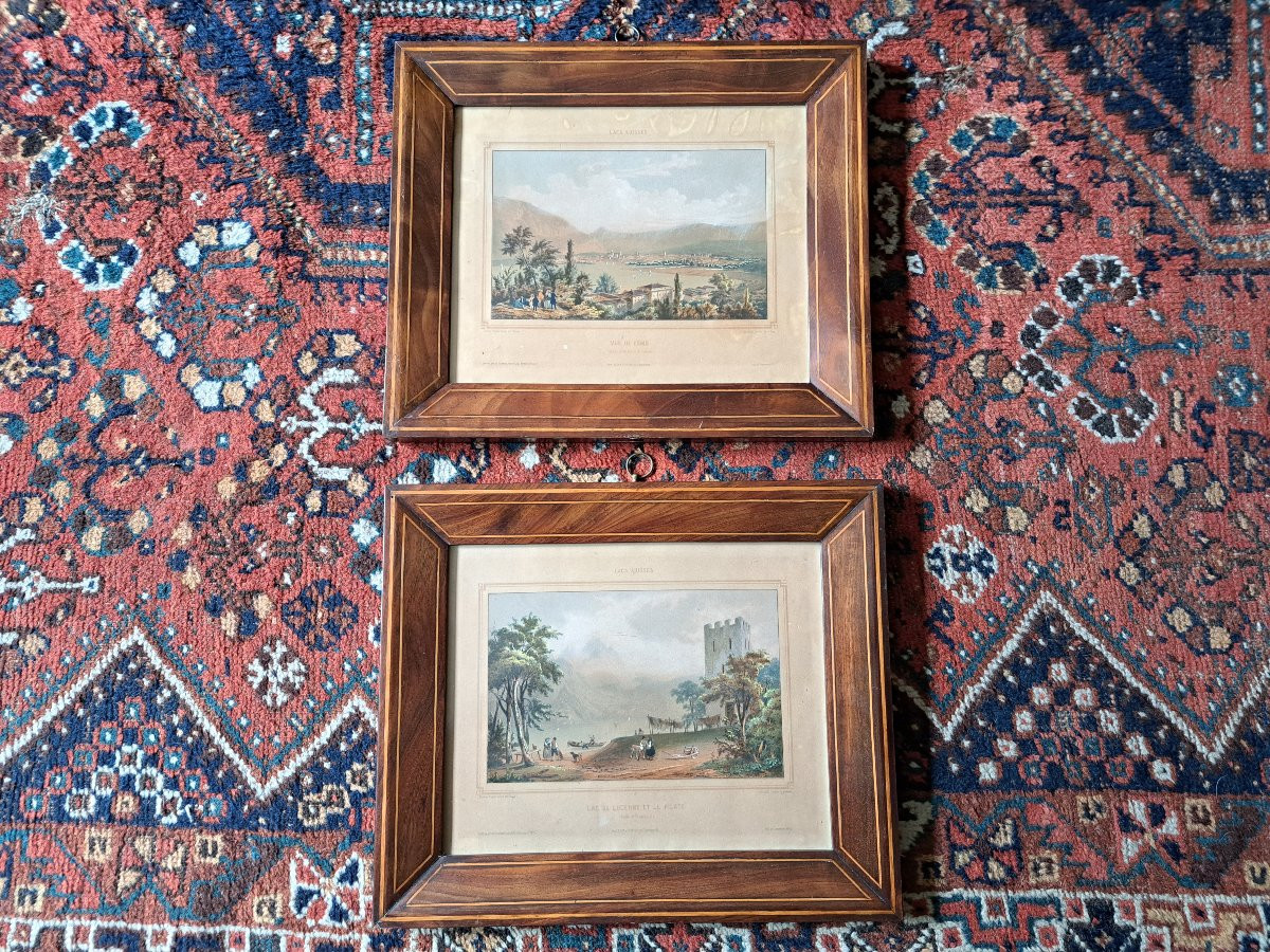 Paire de cadres , Placage d'acajou , Sycomore , XIX°. -photo-4