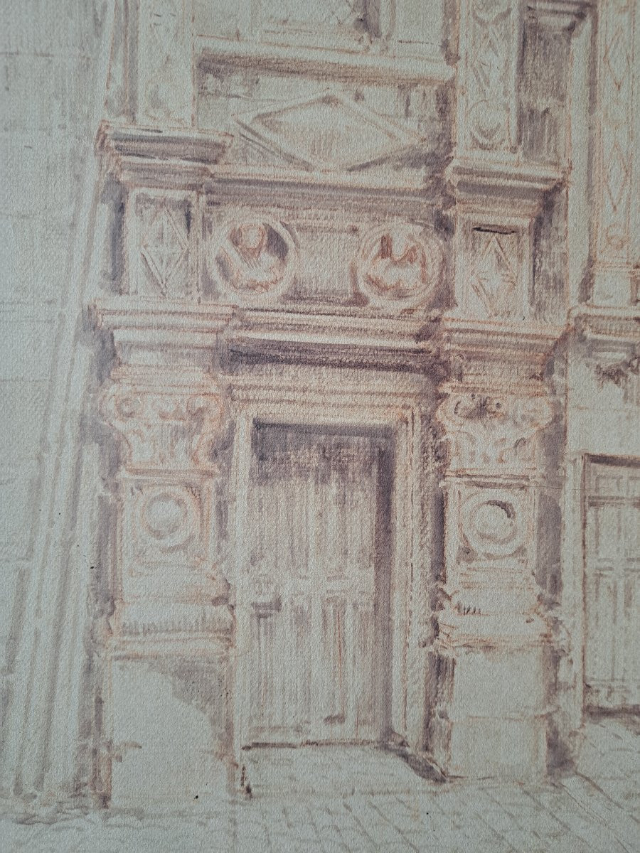 Grand dessin d'Architecture , Hotel de Saint Simon , Angoulême, XX°. -photo-3