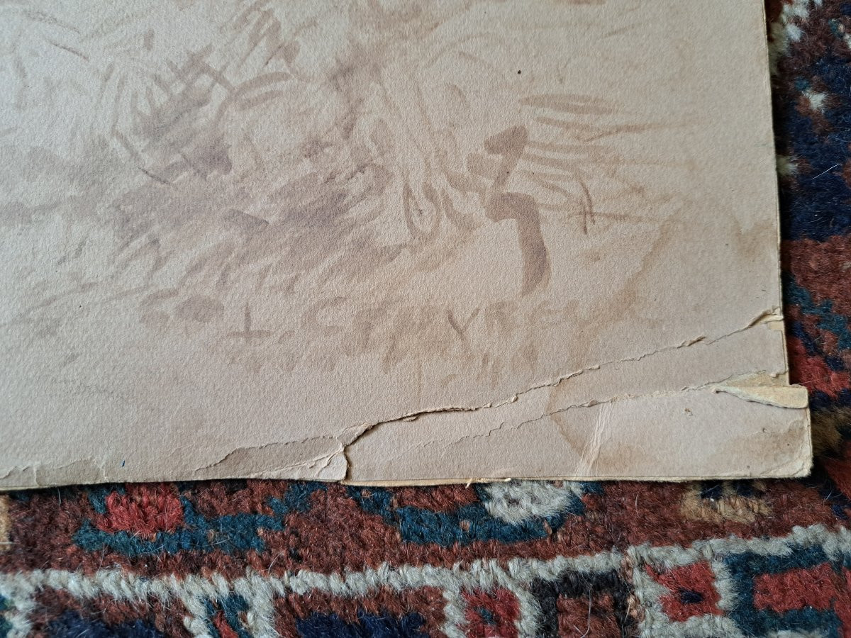 Dessin d'Architecture , Signature à identifier , XX°. -photo-3