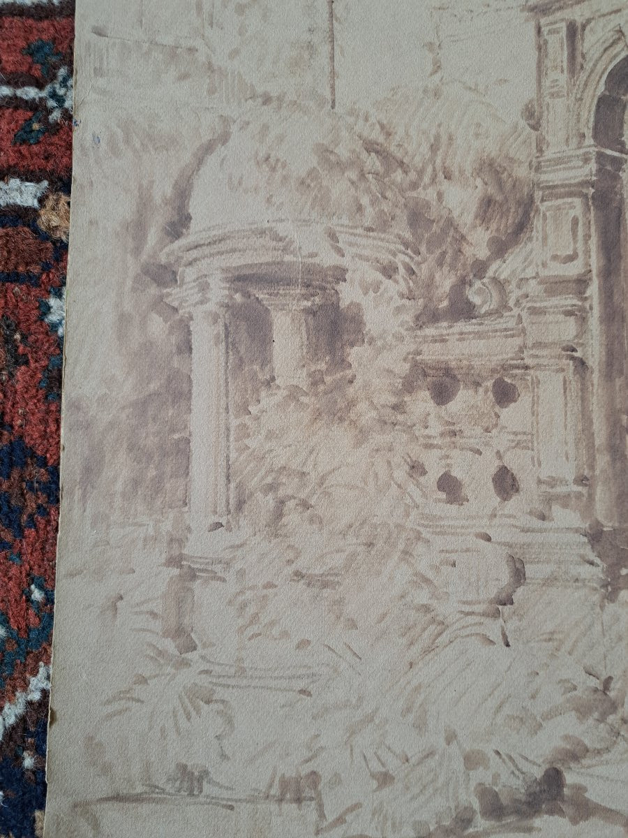 Dessin d'Architecture , Signature à identifier , XX°. -photo-1