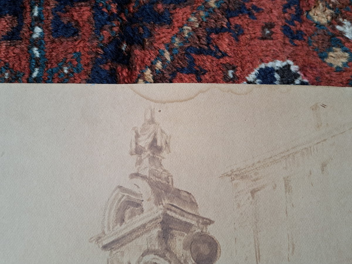 Dessin d'Architecture , Signature à identifier , XX°. -photo-3