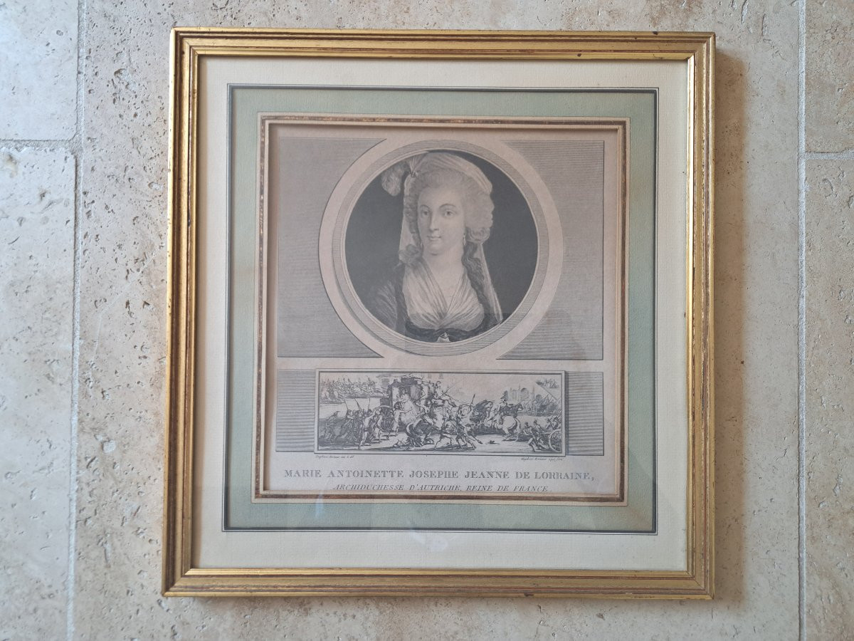 Marie Antoinette , Gravure Eau forte par Duplessis Bertaux , XVIII°. -photo-2