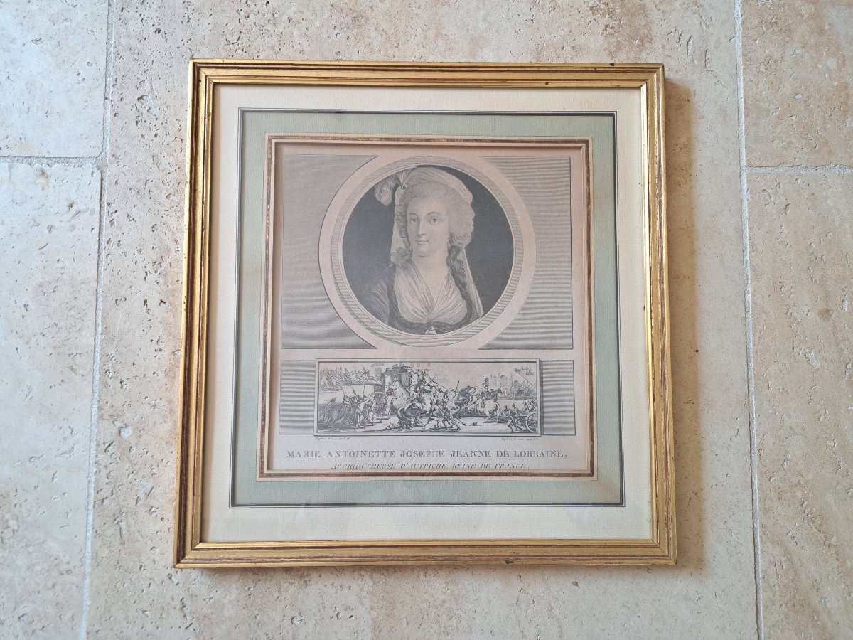 Marie Antoinette , Gravure Eau forte par Duplessis Bertaux , XVIII°. -photo-3