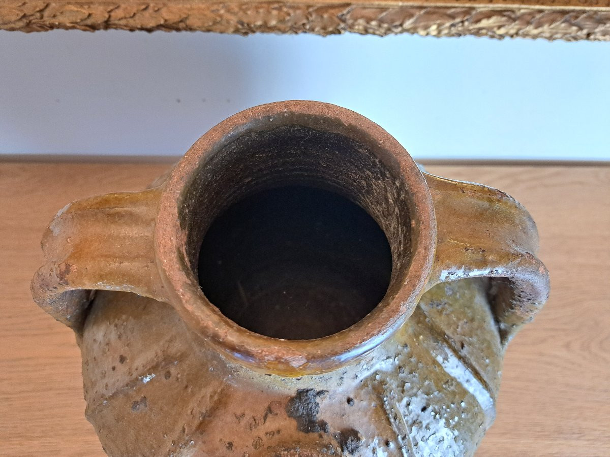 Buire ou jarre à huile de noix , Terre cuite vernissée , XVIII°. -photo-6