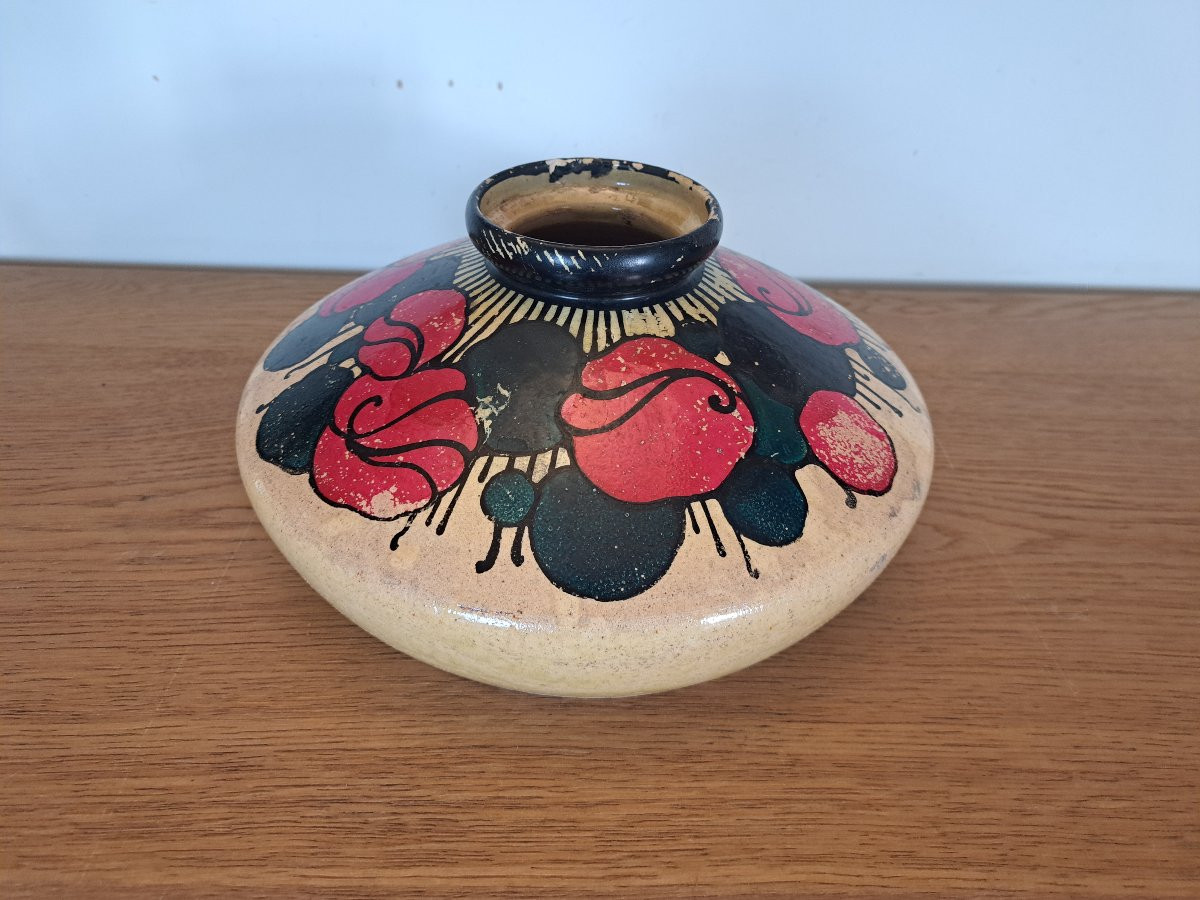 Betzy Augeron , Art Deco Vase , Painted Stoneware , XX°.-photo-3