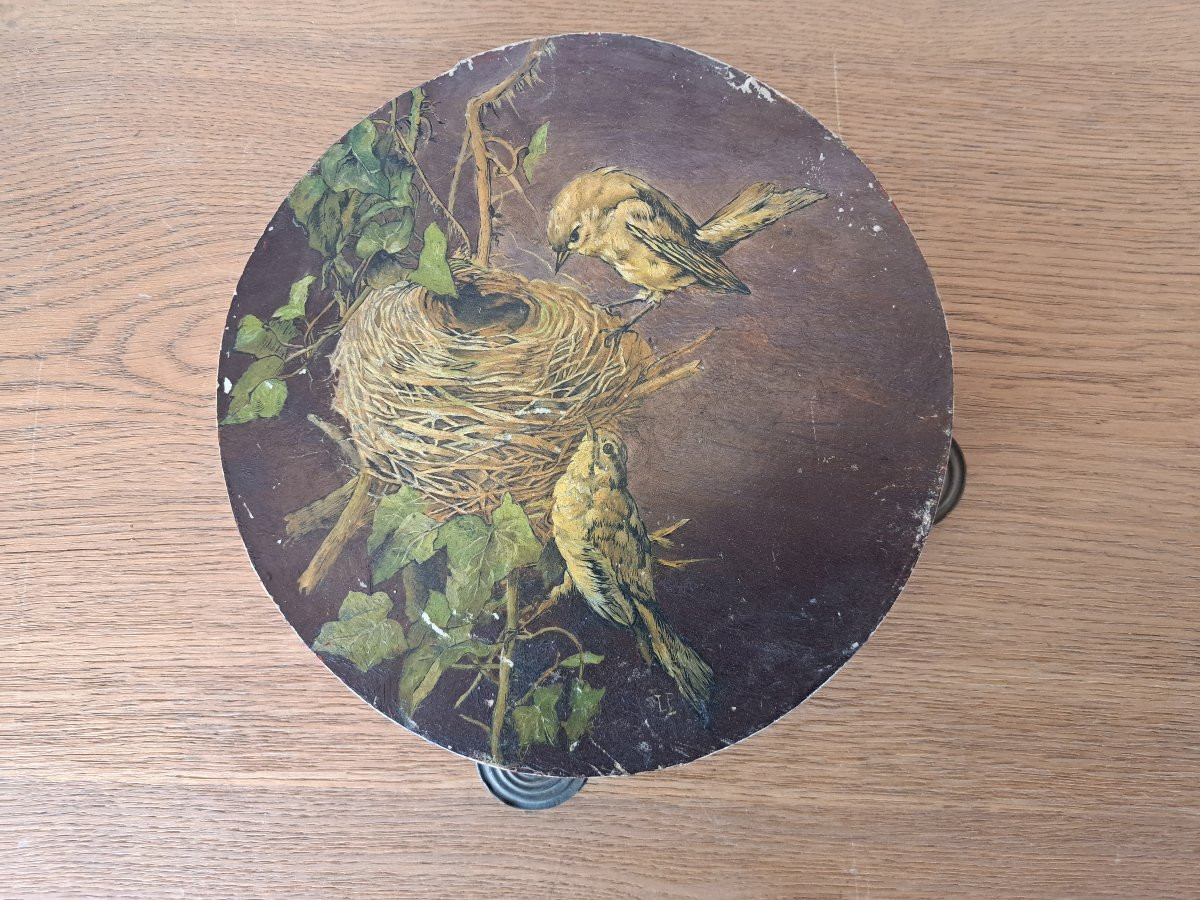 Sparrow's Nest , Painted Tambourine , Early XX°.-photo-2