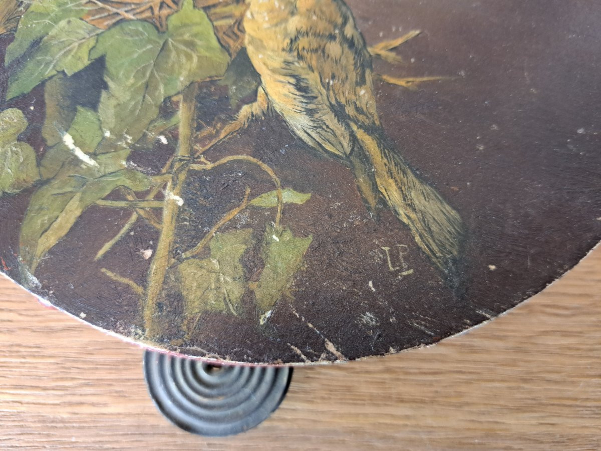 Sparrow's Nest , Painted Tambourine , Early XX°.-photo-3