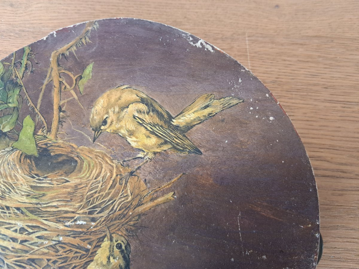 Sparrow's Nest , Painted Tambourine , Early XX°.-photo-1