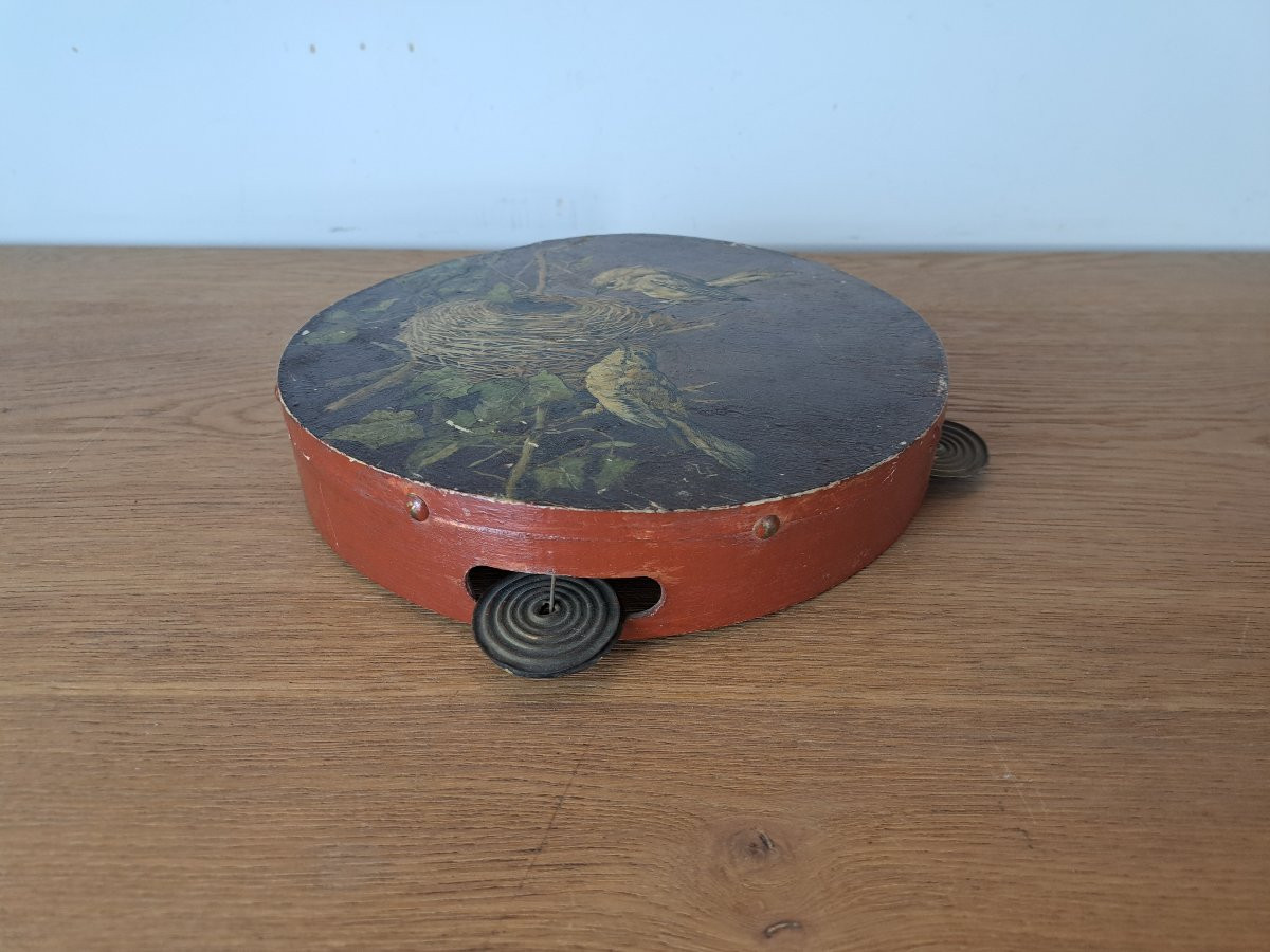 Sparrow's Nest , Painted Tambourine , Early XX°.-photo-3